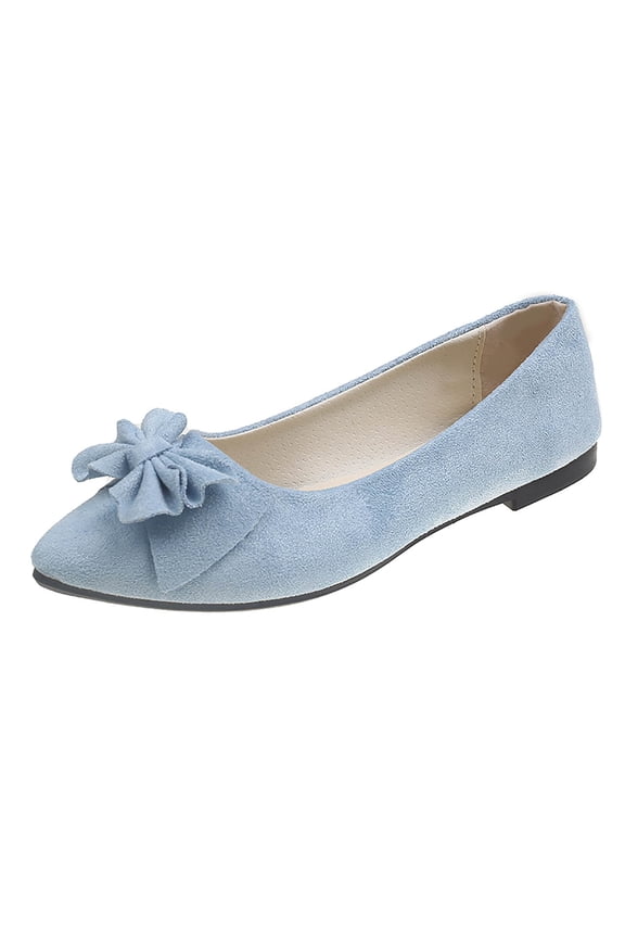 Light Blue Women'S Casual Flats Pointed Toe Slip On Mesh Breathable Work Shoes Comfortable Outdoor Walking Shoes For Women Plus Size