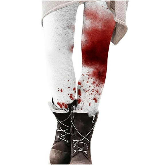 qkdmdw Middle Waist Seamless Workout Leggings for Women Halloween Printed Legging Tights Tummy Control Running Pants S-2Xl