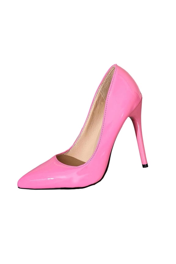 Pink Women'S High Heels Pumps Pointed Toe Stiletto Heels 4.33 Inch Dress Shoes Slip-On Retro Office Career Shoes For Women Casual Versatile Pu