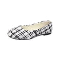 thumbnail image 1 of qkdmdw White Women'S Flats Loafers Ballet Shoes Slip On Checkered Pattern Comfortable Casual Work Shoes For Spring, 1 of 9