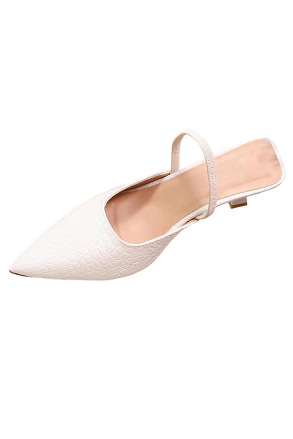 White Women'S High Heels Pumps Dress Shoes Pointed Toe Stiletto Heels 2.44 Inch Classic Retro Slip On Comfortable Pu Leather Wedding Work Office Shoes For Women