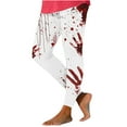 qkdmdw Women's Horro Print Leggings Stretchy Ankle Halloween Tights 3D