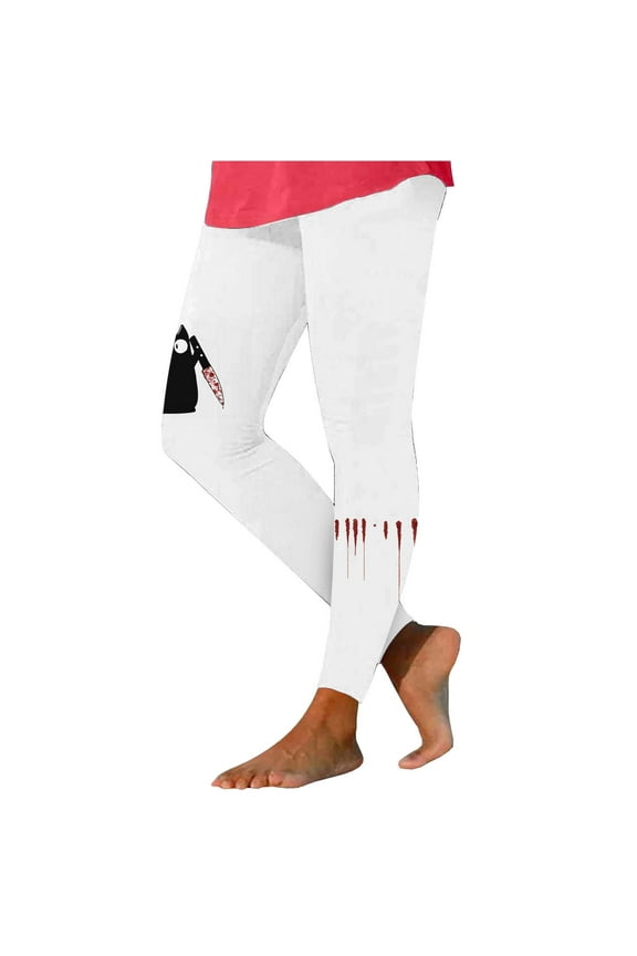 Women's Horro Print Leggings Stretchy Ankle Halloween Tights 3D Mummy Novelty Graphic Workout Pants