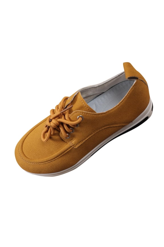 Yellow Women'S Thick-Soled Casual Shoes With 1.37In Heel, Comfortable Height-Enhancing Footwear For Fall And Winter Outdoor Leisure
