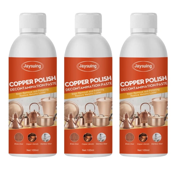 qolami 3 Pcs Brass Brass Cleaner, Copper Cleaner and Polish, Copper Polish Decontamination Paste for Pots and Pans
