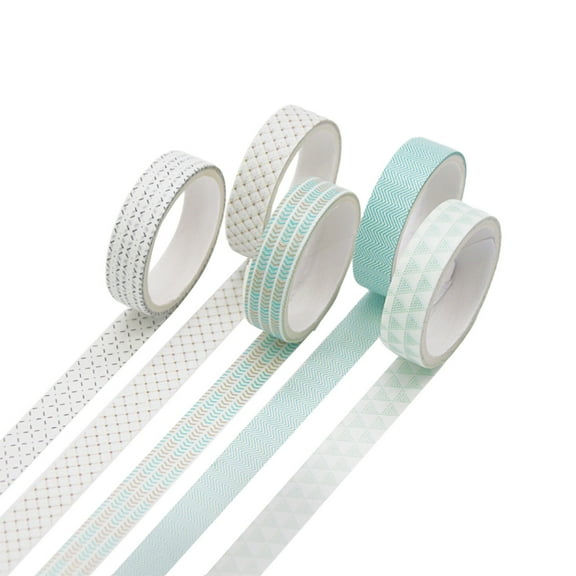 qolami 5 Rolls Washi Masking Tape Set, Decorative Colored Craft Tape for Scrapbooking & Journaling, Easy Tear & Removable for DIY Projects