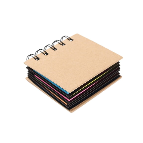 qolami Colorful Self-Stick Notes, 5 Bright Colors 3.3 x 3 Inch Pad with Brown Cover, Portable Sticky Memo for Office & Home Organization