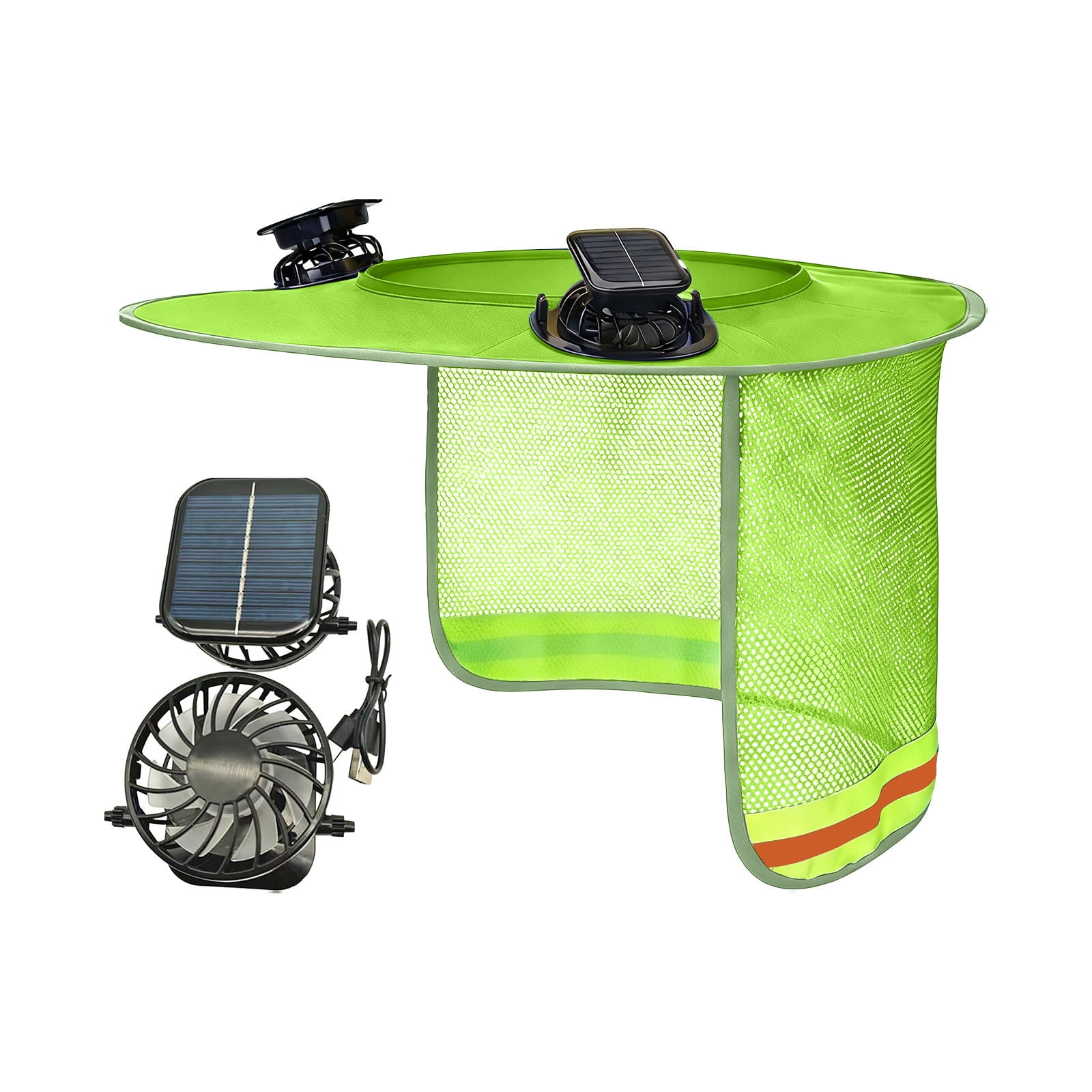 qolami Sun Hard Hat Brim Hard Hat Sun Visor with 2 Solar Fans, Hard Hat Sunshade High Visibility Full Brim with Neck Sun Shield, Not Include Hard Hat