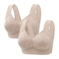 thumbnail image 1 of qolati 2 Pack Daisy Bras for Old Women Push Up No Underwire Comfy Everyday Bra Full Support Wide Back Sports Bras Gray XL(40/90), 1 of 2