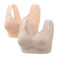 thumbnail image 1 of qolati 2 Pack Daisy Bras for Old Women Push Up No Underwire Comfy Everyday Bra Full Support Wide Back Sports Bras Gray XXXL(44/100), 1 of 2