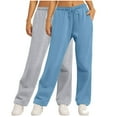 thumbnail image 1 of qolati 2 Pack Fleece Sweat Pants for Womens Straight Wide Legs Winter Sweatpants High Waisted Drawstring Workout Pants with Pockets Light Blue XL 10, 1 of 6