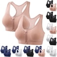thumbnail image 1 of qolati 2 Pack Front Zipper Sports Bras for Women Medium Support Sporty Bra Breathable Mesh Racerback Full Coverage Everyday Bras for Workout Running Yoga S-4XL, 1 of 7