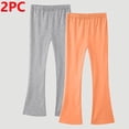thumbnail image 1 of qolati 2 Pack Girls Flare Leggings Kids High Waist Bell Bottom Pants Stretchy Casual Cotton Leggings for Teen Girls, 1 of 8
