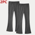 thumbnail image 1 of qolati 2 Pack Girls Flare Leggings Kids High Waist Bell Bottom Pants Stretchy Casual Cotton Leggings for Teen Girls, 1 of 8