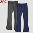 thumbnail image 1 of qolati 2 Pack Girls Flare Leggings Kids High Waist Bell Bottom Pants Stretchy Casual Cotton Leggings for Teen Girls, 1 of 3