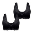 thumbnail image 1 of qolati 2 Pack Push Up Bras for Women Full Coverages Front Closure Plus Size Bra Postures Back Unpadded Wireless Lace Minimizers Bra, 1 of 5