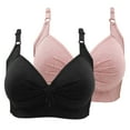 thumbnail image 1 of qolati 2 Pack Sports Bras for Women Push Up Bras No Underwire Floral Lace Bras Comfortable Full Coverages Plus Size Everyday Bras Pink XS, 1 of 5