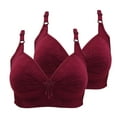 thumbnail image 1 of qolati 2 Pack Sports Bras for Women Push Up Bras No Underwire Floral Lace Bras Comfortable Full Coverages Plus Size Everyday Bras Wine S, 1 of 5