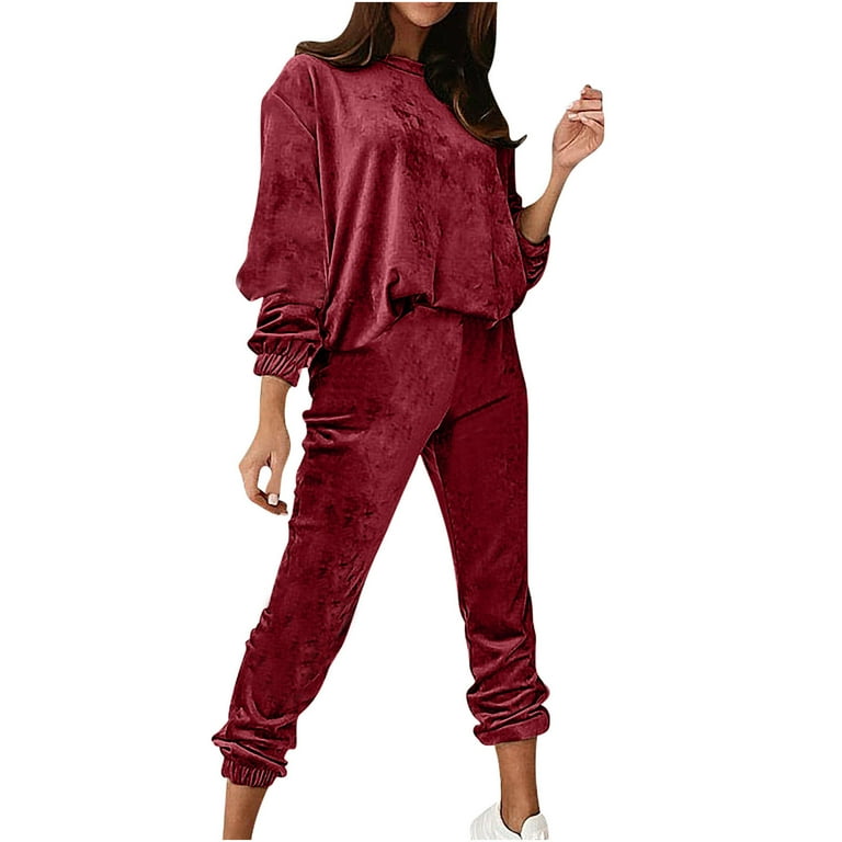 qolati Piece Lounge Set for Women Velour Tracksuits Loungewear