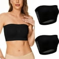 thumbnail image 1 of qolati 2 Piece Womens Bandeau Bras Stretchy Seamless Comfort Breathable Gathering Bra Underwear Strapless Padded Tube Top Sprots Bras, 1 of 9