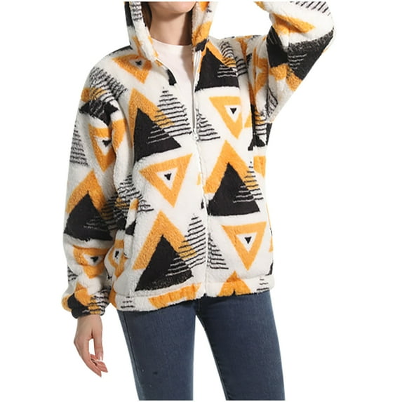 qolati 2023 Fleece Jackets for Women Fall Winter Long Sleeve Hooded Cardigan Jacket Casual Loose Zipper Hoodies Outfits Coat