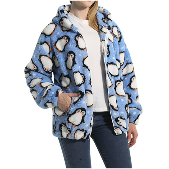 qolati 2023 Fleece Jackets for Women Fall Winter Long Sleeve Hooded Cardigan Jacket Casual Loose Zipper Hoodies Outfits Coat