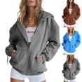 thumbnail image 1 of qolati 2023 Zip Up Hoodies for Women Cute Fall Jacket Oversized Sweatshirts Outwear Casual Drawstring Y2k Hooded Loose Cardigans, 1 of 5