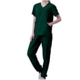 thumbnail image 1 of qolati 2024 Scrub Set for Women Nurse Uniform Jogger Suit Button V Neck Stretch Top and Track Pants with Pocket for Nurse Esthetician Workwear Green XXL 12, 1 of 4