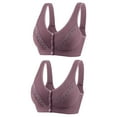 thumbnail image 1 of qolati 2Pcs Front Closure Bras for Women Plus Size Soft Wireless No Underwire Sports Bras Seamless Push Up Full-Coverages Everyday Bra, 1 of 2