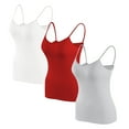 thumbnail image 1 of qolati 3 Pack Built in Bra Tank Tops for Women Soft thin Adjustable Spaghetti Strap Camisoles Workout Shelf Bra Tank Top Basic Undershirts, 1 of 5