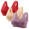 thumbnail image 1 of qolati 3 Pack Front Closure Bras for Women Breathable Button Close Full Coverage Stretch No Underwire Wireless Daisy Bras Wirefree Push Up Bra, 1 of 8