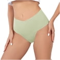 thumbnail image 1 of qolati 3 Pack Seamless Briefs Underwear for Women Soft Cheeky Bikini No Show Ice Silk Underwear Ladies V-Waist Hipsters Panties, 1 of 6