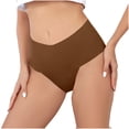 thumbnail image 1 of qolati 3 Pack Seamless Briefs Underwear for Women Soft Cheeky Bikini No Show Ice Silk Underwear Ladies V-Waist Hipsters Panties, 1 of 6