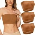 thumbnail image 1 of qolati 3 Piece Womens Bandeau Bras Stretchy Seamless Comfort Breathable Gathering Bra Underwear Strapless Padded Tube Top Sprots Bras, 1 of 8