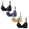 thumbnail image 1 of qolati 4 Pack Push Up Seamless Bras for Women No Underwire Support and Lift V Neck Wireless T-Shirt Bras Full Coverages Bralettes Everyday Bras Black XL, 1 of 4