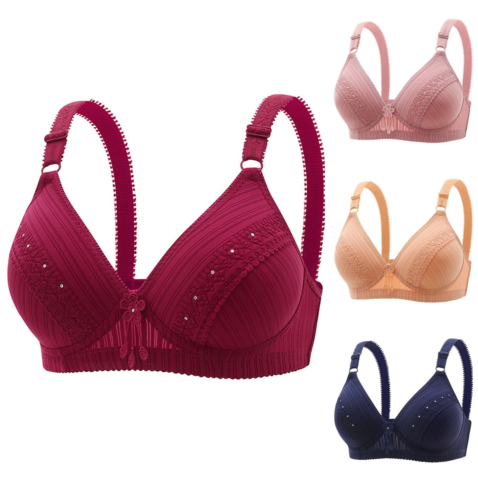 qolati 4Pcs Sports Bras for Women Sexy Floral Wireless Push Up Everyday