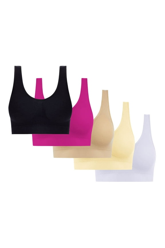 5 Pack Women Wireless Bras Wirefree Bra Plus Size Ultra-thin Bra Sports Bra Full Cup Bra Comfort Sports Bra Underwear