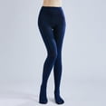 thumbnail image 1 of qolati 80 Denier Tights for Women Leggings Warm Winter Daily Wear Soft Semi-Opaque Solid Color High Waist Footed Pantyhose 14 Colors Navy M, 1 of 4