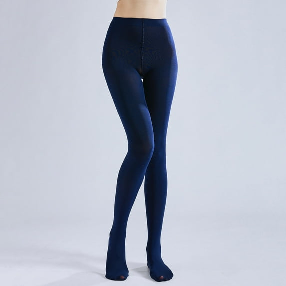 qolati 80 Denier Tights for Women Leggings Warm Winter Daily Wear Soft Semi-Opaque Solid Color High Waist Footed Pantyhose 14 Colors Navy M