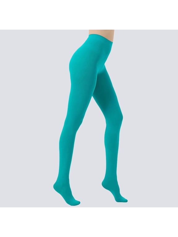 80 Denier Tights for Women Leggings Warm Winter Daily Wear Soft Semi-Opaque Solid Color High Waist Footed Pantyhose 14 Colors Sky Blue M