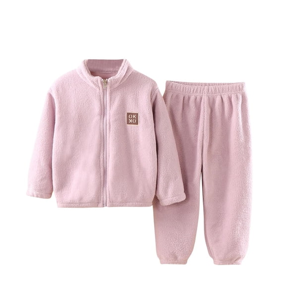 qolati Baby Boys Girls 2 Piece Sweatsuit Outfits Zipper Fleece Jacket and Pants Sets Fall Winter Warm Tracksuit Set Christmas Gifts Holiday Outfits