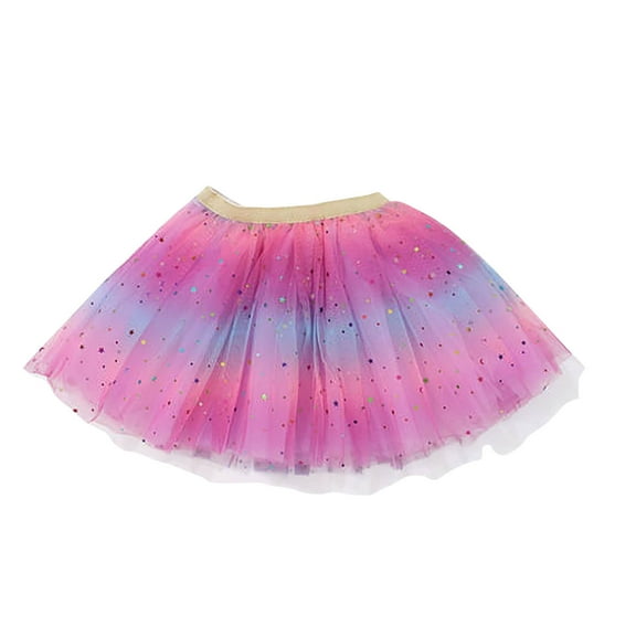 qolati Baby Girls Tulle Dance Mini Skirt Glitter Polka Dots Layered Ballets Skirt Princesses Multi-Layer Petticoat Skirts