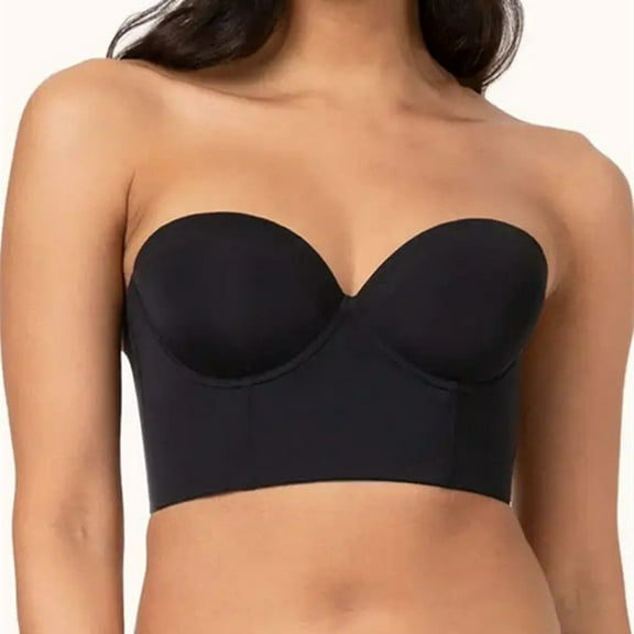 qolati Bandeau Bra for Women Unpadded Strapless Push Up Bras Seamless Sports Tube Top Bralette for Women