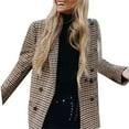 thumbnail image 1 of qolati Blazers for Women Casual Plaid Open Front Double Breasted Suits Jackets Long Sleeve Work Business Lapel Blazer Jacket with Pockets, 1 of 9