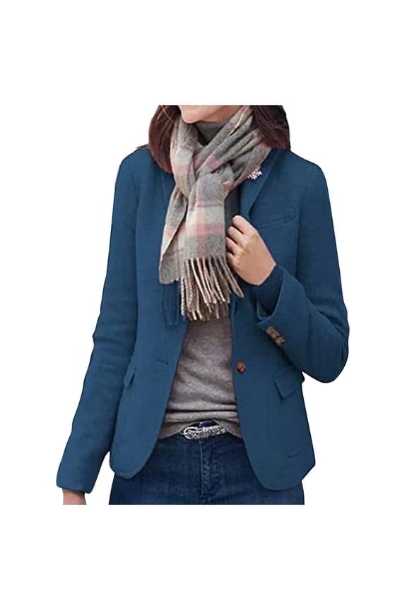 Blazers for Women Casual Wool Blends Long Sleeve Open Front Cardigan Coats Slim Fit Single Breasted Business Work Suit Jacket