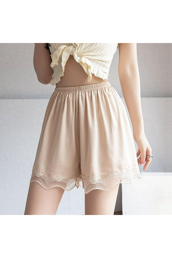 Bloomers for Women Pettipants for Under Dresses High Elastic Waist Lace Trims Culottes Slip Skirt Half Slip Shorts