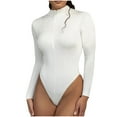 thumbnail image 1 of qolati Bodysuit for Women Seamless Mock Turtleneck Long Sleeve Bodysuits Tank Tops Tummy Control Butt Lifter Compression Zipper Shapewear, 1 of 5