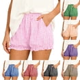 thumbnail image 1 of qolati Boxer Shorts for Women Pajama Ginghams Shorts Casual Lounge Sleep Plaid Y2k Bottoms Summer Elastic Waist Beach Shorts with Pockets Orange M, 1 of 6