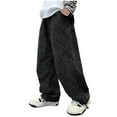 thumbnail image 1 of qolati Boys Girls Cotton Joggers Pants Elastic Waist Straight Leg Baggy Sweatpants Stylish Versatiles Y2K Trousers with Pockets 4-13 Years, 1 of 3