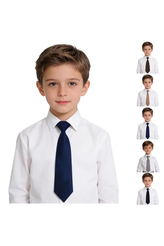 Boys Ties Neckties Solid Color Kids Necktie Adjustable Woven Formal Kids Tie Wedding School Graduation Gray